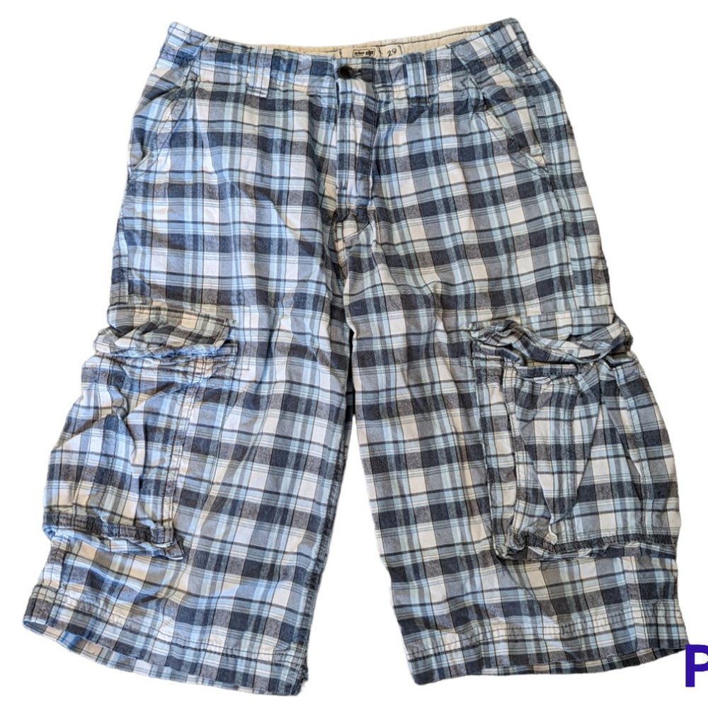 Urban Pipeline Shorts Longer Length Plaid Cargo Cotton Men's Size 29 Reg 29x14